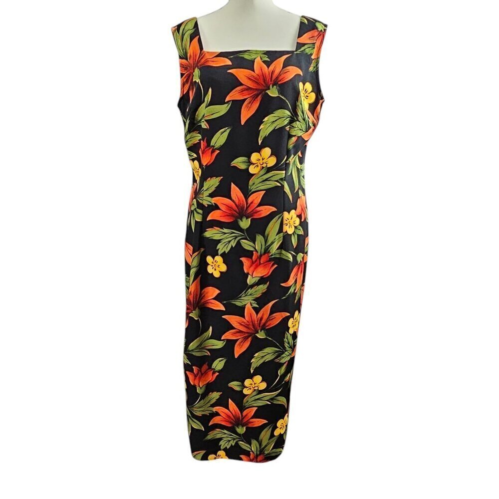 Sag Harbor Sleeveless Floral Tropical Bird of Paradise Maxi Dress